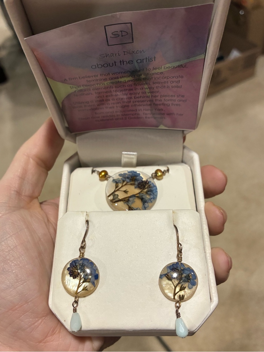 Shari Dixon NIB “Forget me Not” Necklace & Earring Set
